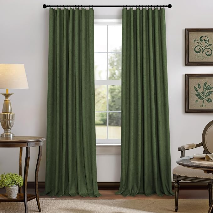 Olive Green Blackout Curtains for Bedroom 96 Inches Long Floor Length 2 Panel - Image 7