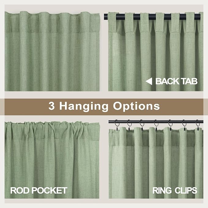 Pitalk Sage Green Curtains 5 FT Wide by 84 Inches Long - Image 5