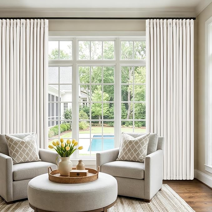 112 Inch Pinch Pleated Blackout Linen Curtains - Image 9