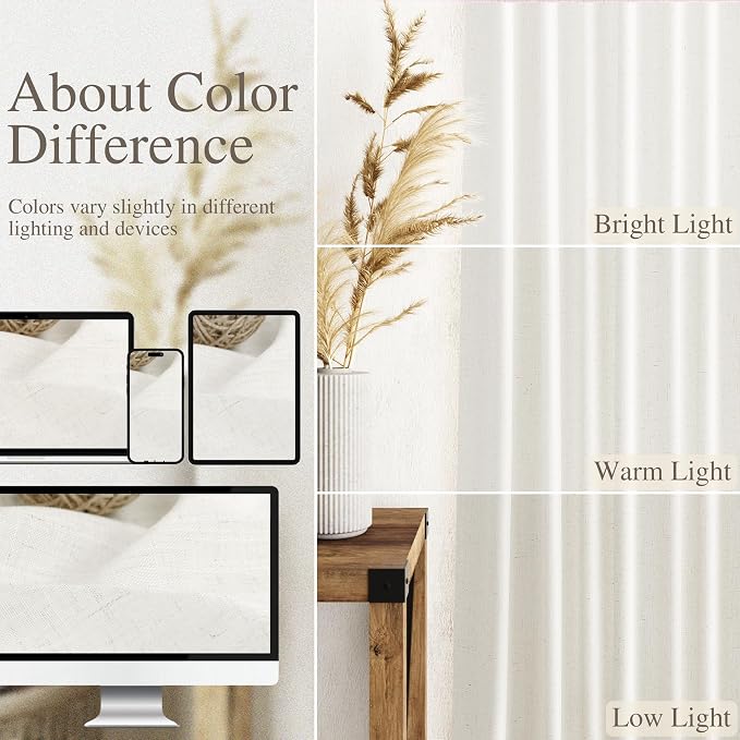 Nanspring Neutral Linen Curtains 96 Inches Long - Image 3