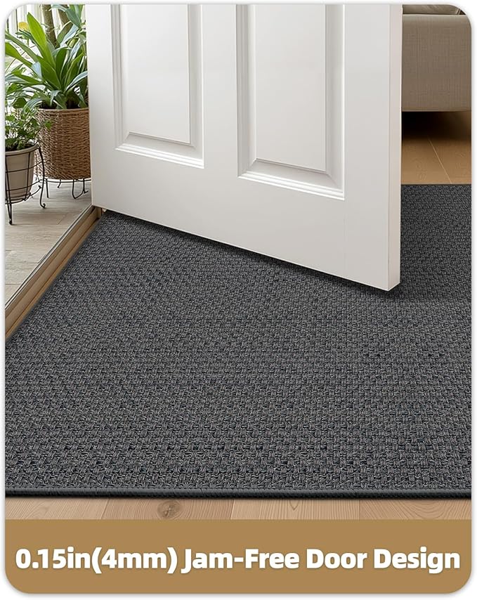 Color&Geometry Front Door Mat Indoor 17"x29", Rugs for Entryway, Non Slip Washable Low-Profile Inside, Entry Mat Entry Rug Door Mat Indoor Entrance, Grey (Rolled-up NO Creases)