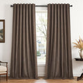 Topfinel 108 Inch Length Linen Curtains Chocolate Brown Curtain 2 Panels by Topfinel