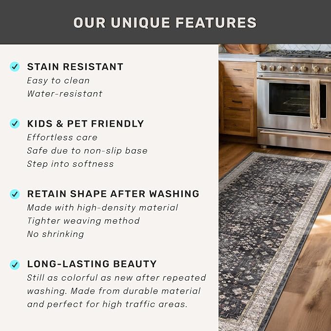 Black Modern Farmhouse 5x8 Area Rug - Image 7