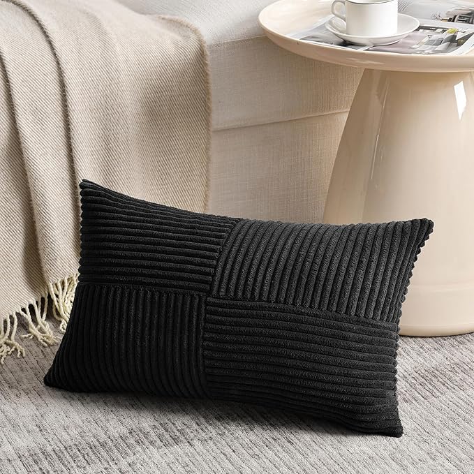 Fancy Homi 2 Packs Black Lumbar Decorative Throw Pillow Covers 16x32 Inch - Image 2