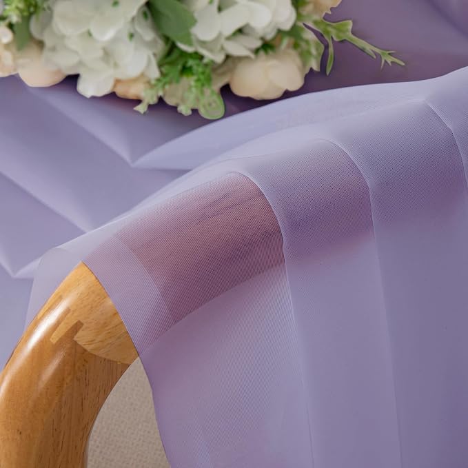 Lecloud Light Filtering Lavender Sheer Curtains 63 Inch Length 2 Panels - Image 8
