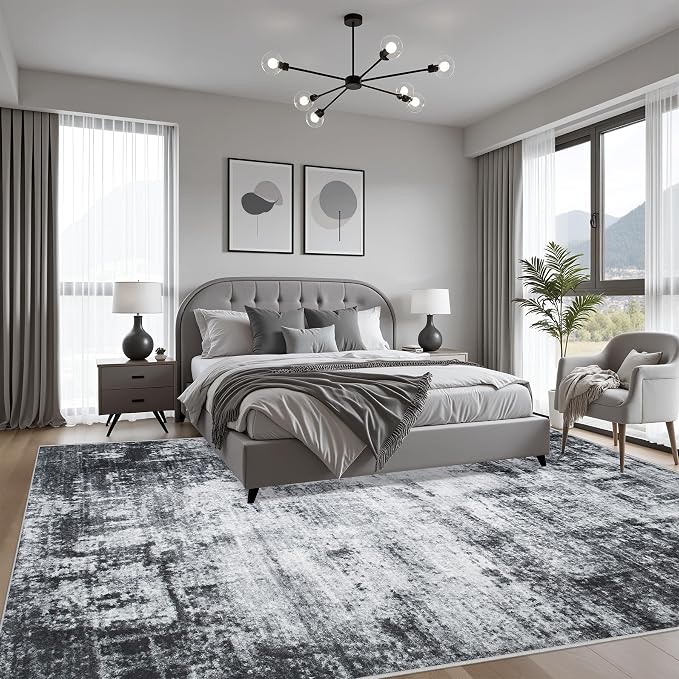 8x10 Area Rug Living Room Rug: Washable Modern Abstract Soft Thin Rug Indoor - Image 4
