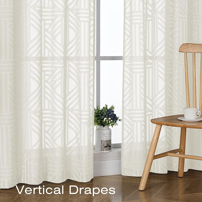 Simplebrand Ivory Sheer Curtains 72 Inch Length 2 Panels - Image 5