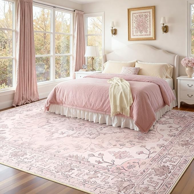 RELEANY Washable Area Rug, Water Repellent, Pet Friendly, Vintage Floral Boho - Image 2