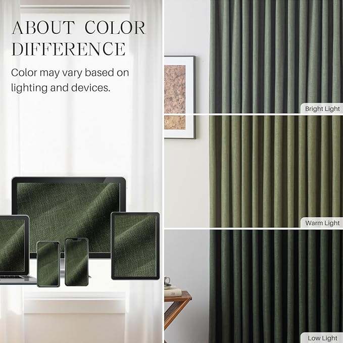 AUSSPVOCT Pinch Pleated 90 Inch Linen Curtains 100% Blackout - Image 9