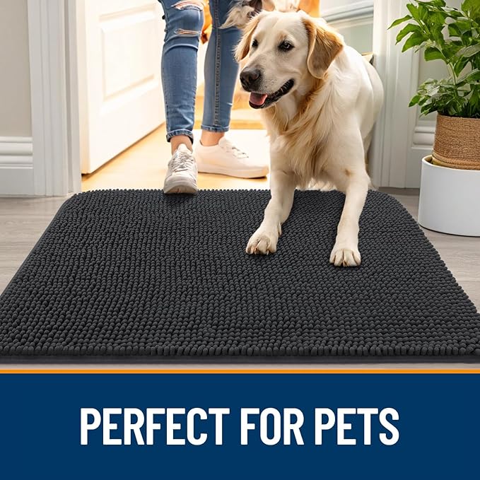 OLANLY Dog Door Mat for Muddy Paws 40x32, Super Absorbent Chenille Mud Mat | - Image 6