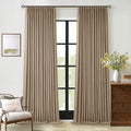Light Brown Linen Blackout 92 Inch Curtains by Twodrapes