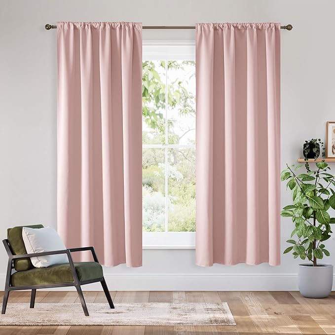 RYB HOME Bedroom Blackout Curtains 72 inches Long, 100% Blackout Thermal by RYBHOME