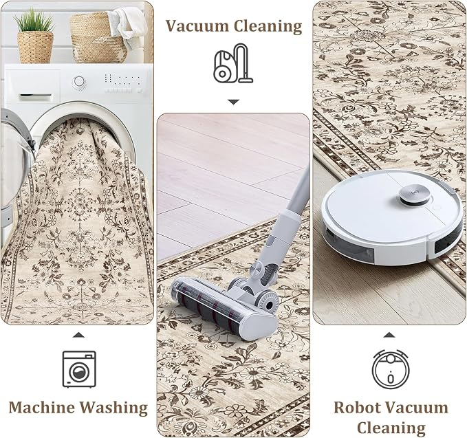 Yamaziot 2x12 Washable Hallway Runner Rug Non Slip Floral Carpet, Stain - Image 3