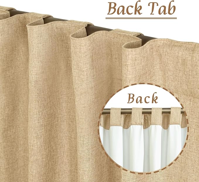 Natural 100% Blackout Linen Bedroom Curtains 63 Inches 2 Panels | Full Room - Image 2