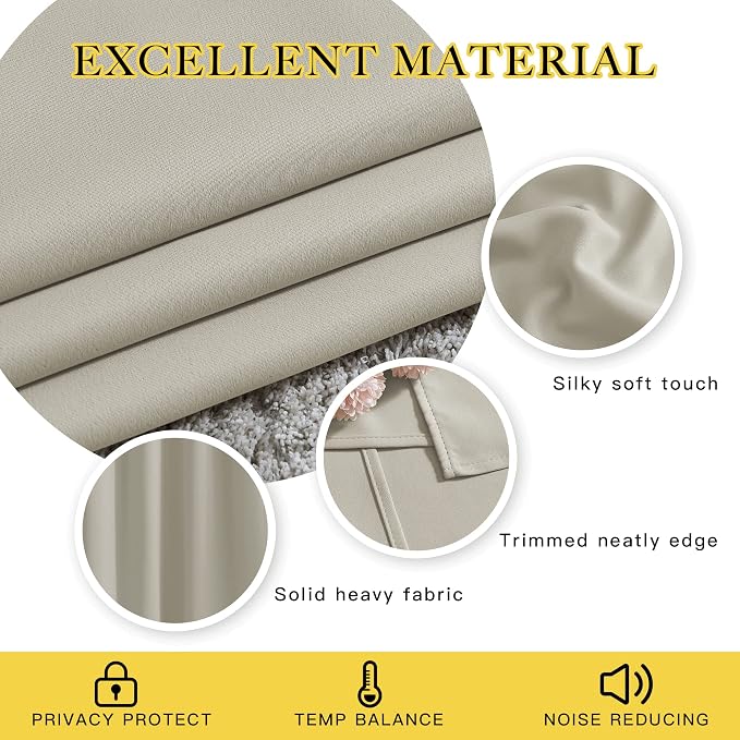 NICETOWN Bedroom Blackout Curtains 63 inches Long - Image 4