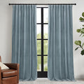 RYB HOME Stone Blue Velvet Curtains 90 inches Long by RYBHOME