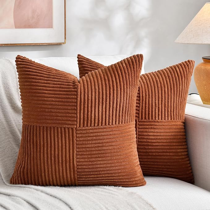 Fancy Homi 2 Packs Rust Euro Decorative Throw Pillow Covers 28x28 Inch by Fancy+Homi