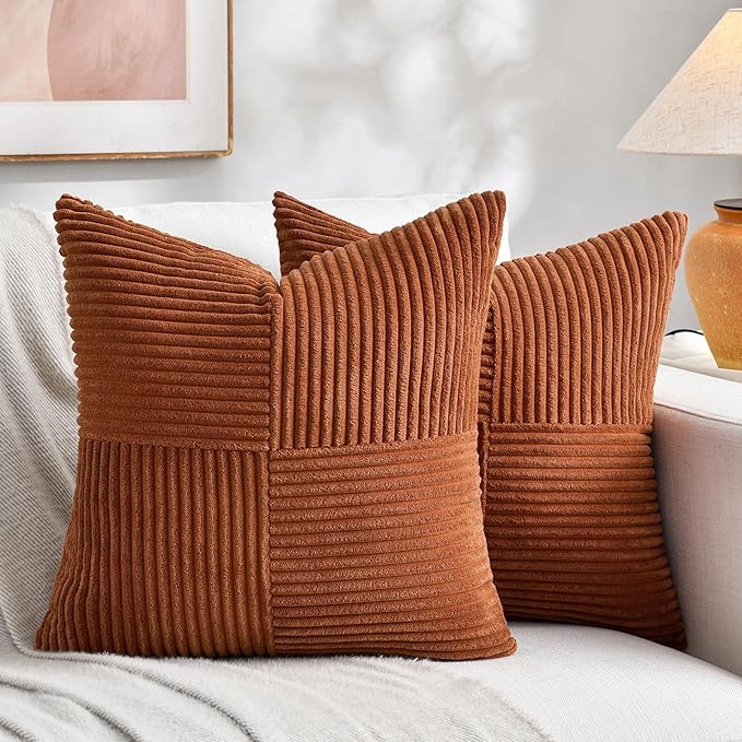 Fancy Homi 2 Packs Rust Decorative Throw Pillow Covers 22x22 Inch by Fancy+Homi