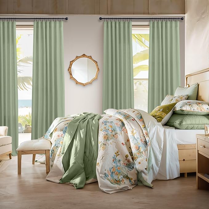 Christmas Sage Green Curtains 108 Inches Long - Image 6