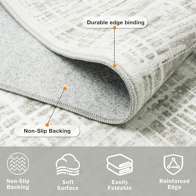 9x12 Area Rugs Washable Rug: Anti-Skid Abstract Modern Living Room Rug Soft - Image 4
