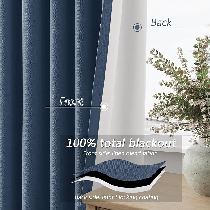 Guken 100% Blackout Curtains 90 Inch Length 2 Panels Set - Image 4