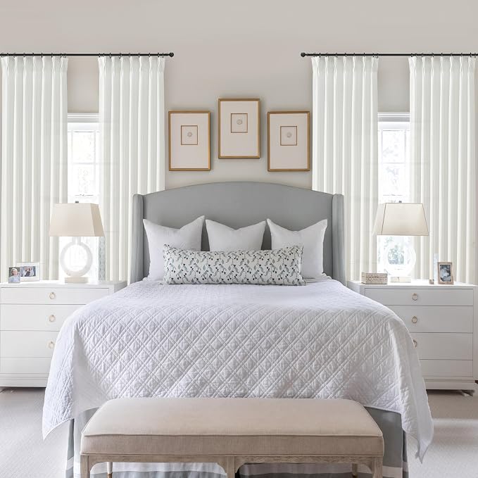 PleatedDrapes White Linen 102 Inch Long Curtains - Image 6
