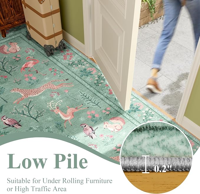 DUKINO 4x6 Area Rug, Non Slip Animal Washable Rug - Image 7