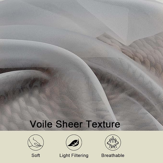 Light Grey Valances for Windows, Light Grey Sheer Curtains 14 Inch Length 2 - Image 3