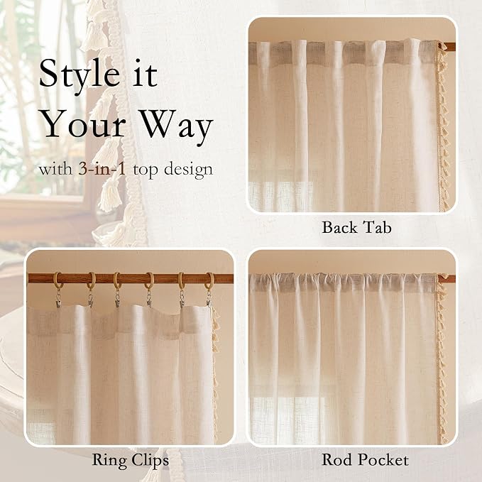 MYSKY HOME Natural Boho Sheer Curtains - Image 4