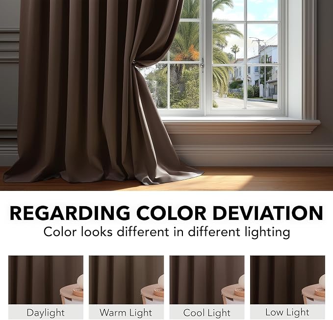 Deconovo Blackout Curtains, Thermal Insulated, W42 x L95 2 Panels, Back Tab - Image 6