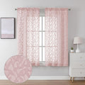 Lecloud Leia Clip Leaf Pink Sheer Curtains 63 Inch Length 2 Panels, Dual Rod by Lecloud