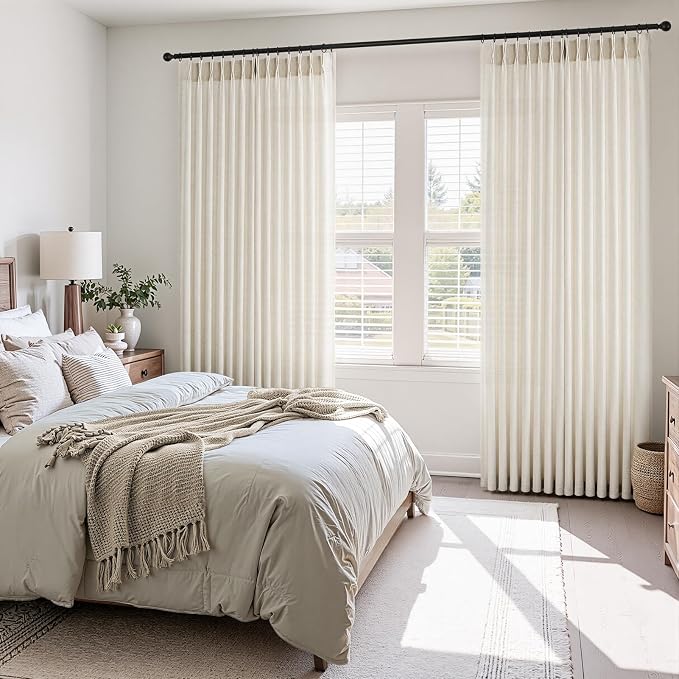 Topfinel Pinch Pleated Curtains 90 Inches Long 2 Panels Set, Birch Semi Sheer - Image 2