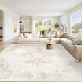 Area Rug 10x12 Washable Rug, Vintage Boho Medallion Rugs Non-Slip Soft Low Pile by VECARF