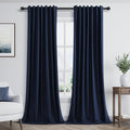 Guken Navy Blue 100% Blackout Linen Curtains 102 Inch Length 2 Panels Set by Guken
