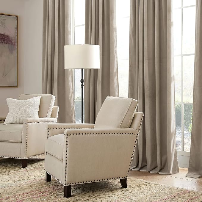 RYB HOME Camel Beige Velvet Curtains 72 inches Length - Image 6