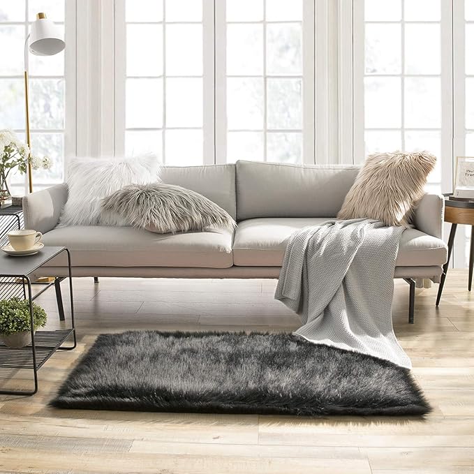 Ashler faux fur rug, Fluffy Shaggy Area Rug Ultra Soft 2.2 x 4 Feet Rectangle by AshlerHomeDeco