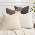 Set of 4 Soft Textured Decorative Throw Pillow Covers 20x20 Inch Cozy Farmhouse by Cozoomy