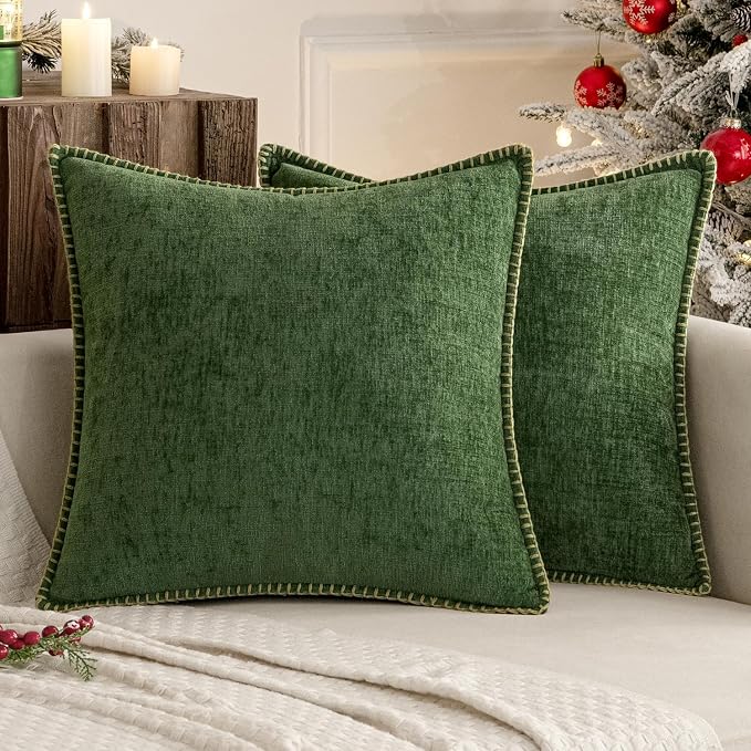 MIULEE Pack of 2 Christmas Pillow Covers 16x16 Inch Moss Green Farmhouse - Image 7