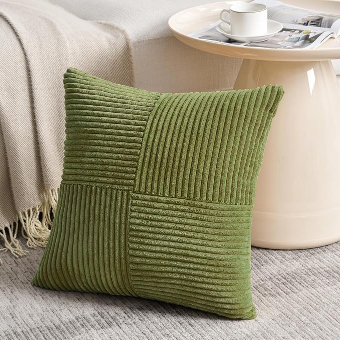 Fancy Homi 2 Packs Moss Green Samll Decorative Throw Pillow Covers 14x14 Inch - Image 2