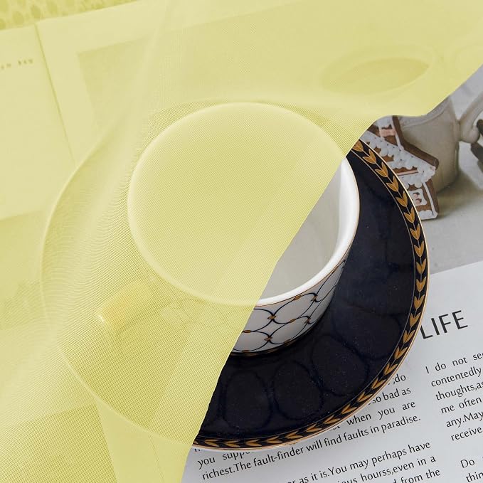 Lemon Sheer Curtains for Bedroom Living Room 90 Inches Long, Elegant Solid - Image 9