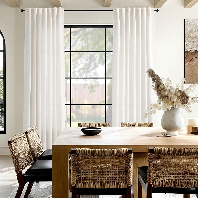 Nanspring Ivory White Linen Curtains 63 Inches Long - Image 8