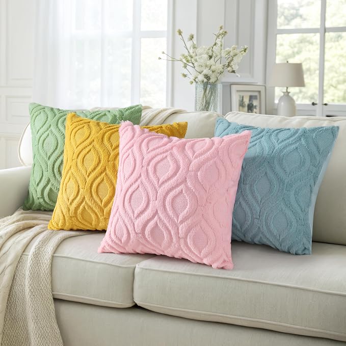 decorUhome Summer Throw Pillow Covers 24x24 Inch Set of 2, Soft Plush Faux Wool - Image 5