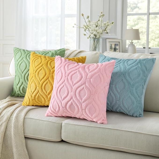 decorUhome Summer Throw Pillow Covers 22x22 Inch Set of 2, Soft Plush Faux Wool - Image 5