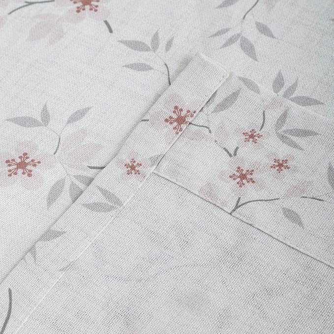 Pink Floral Pinch Pleated Linen Curtains - 2 Panels of Privacy Light-Filtering Printed Curtains Suitable for Dining Rooms and Farmhouses.60 Inches Wide by 84 Inches Long