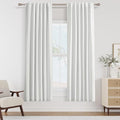 White 100% Blackout Linen Curtains 40 Inch Wide by 72 Inch 2 Panels Set by Guken