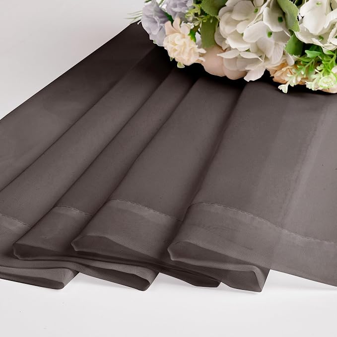 Chyhomenyc Chocolate Brown Sheer Curtains 54 Inch Long 2 Panels, Light - Image 8