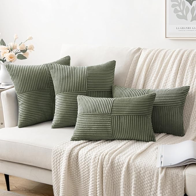 MIULEE Light Olive Green Decorative Throw Pillow Covers 18x18 Inch - Image 4
