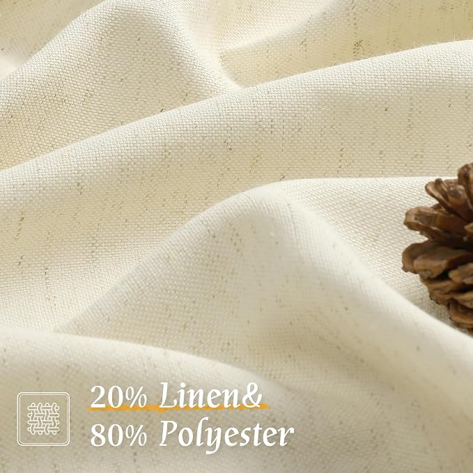 Light Beige Linen Semi Sheer Curtains 45 Inch - Image 2