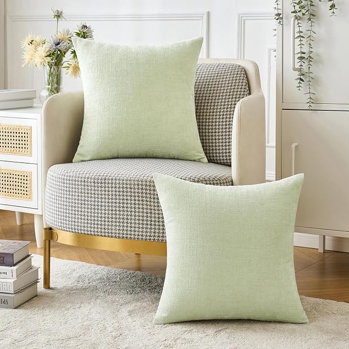 MIULEE Pack of 2 Spring Light Green Couch Throw Pillow Covers 18x18 Inch Soft - Image 5