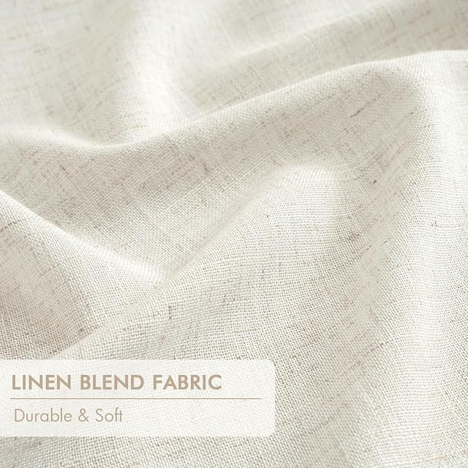 MIULEE Natural Pinch Pleated 100% Blackout Linen Curtains 40x90 Inches | Room - Image 6
